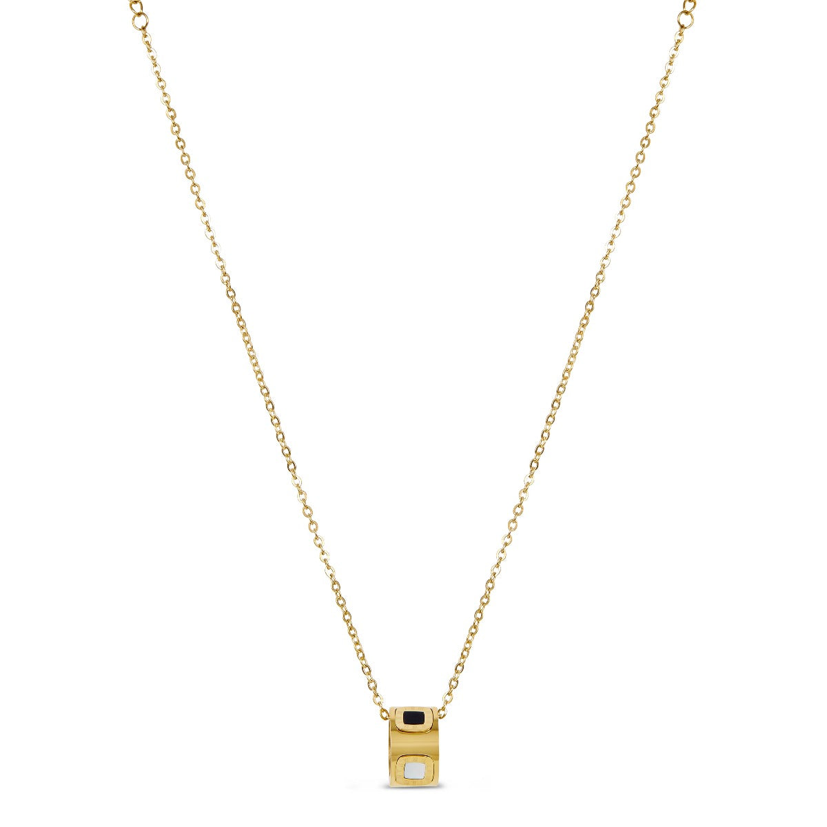 Colar de Pedra Monocrômico Banhado a Ouro 18K - Lux