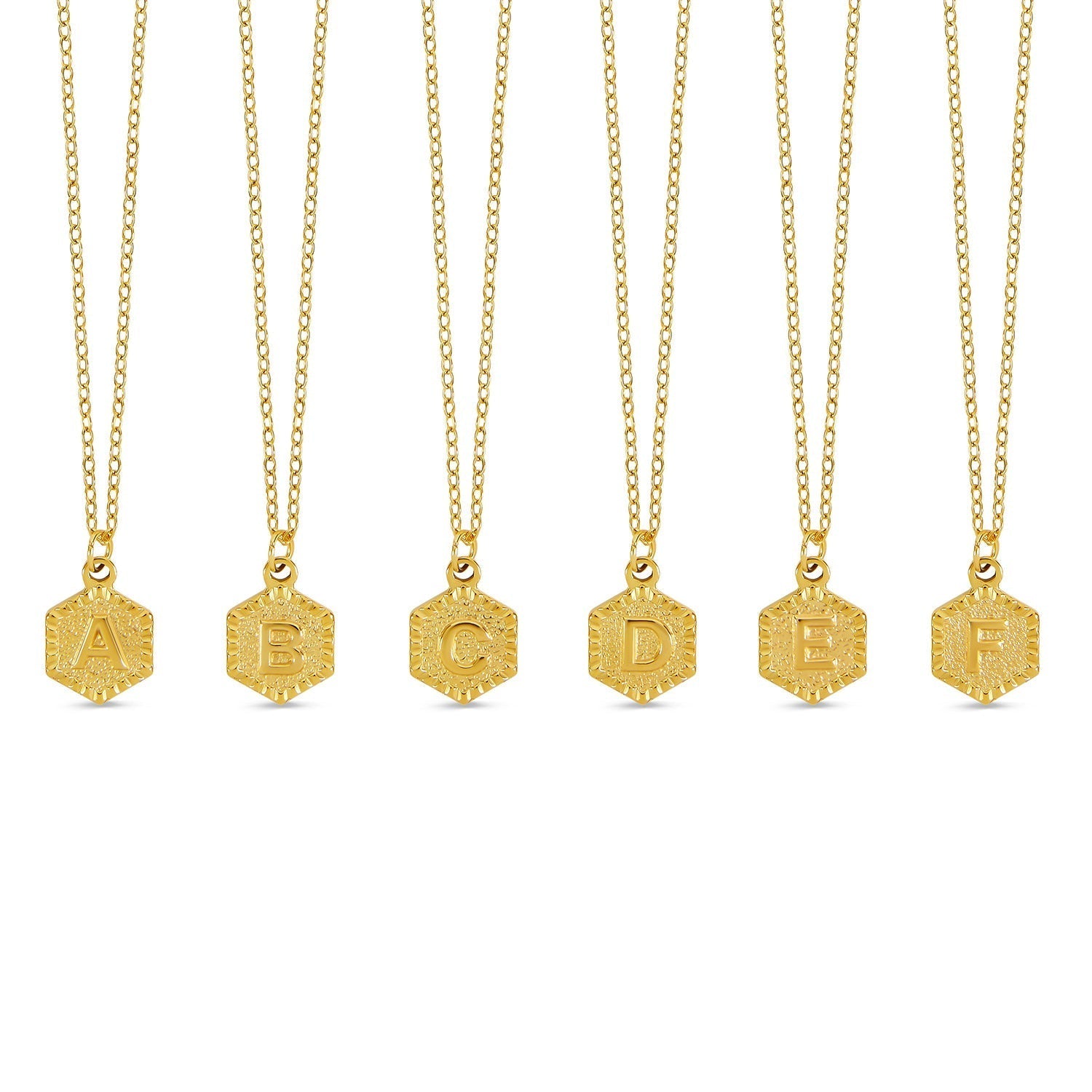 Colar Inicial Hexagonal Banhado a Ouro 18k - Lux