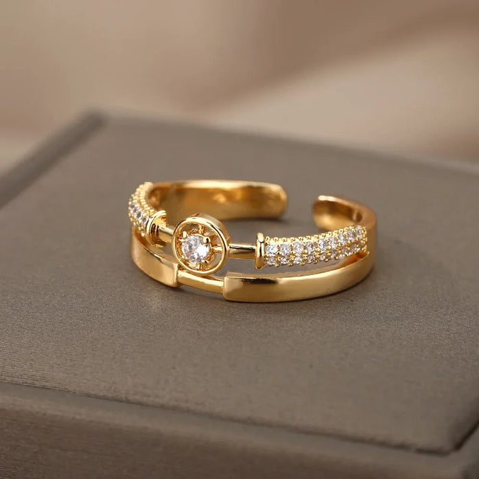 Anel Ibiza Ajustável Cravejado com Zircônia - Lux