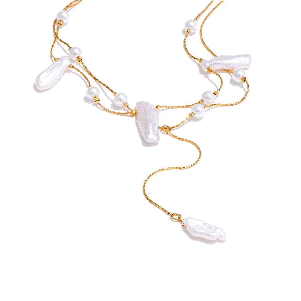 Colar de Pérolas Naturais com Cadeia Dupla - Lux