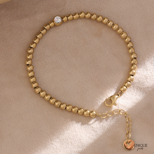 Pulseira Dourada com Cristal - Lux