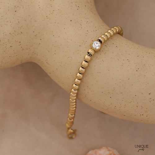 Pulseira Dourada com Cristal - Lux