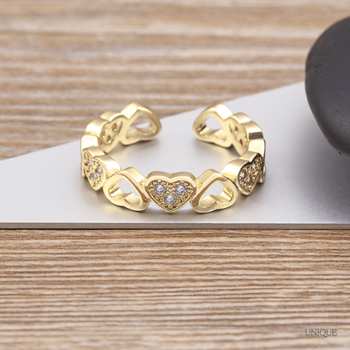 Anel Ajustável Coração com Cristais - Lux