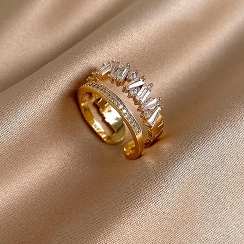 Anel Duplo com Cristais de Zircônia - Lux