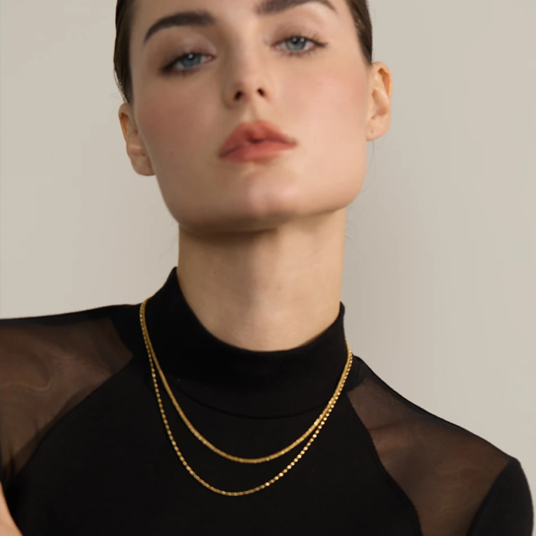 Colar Duplo Dourado Texturizado - Lux