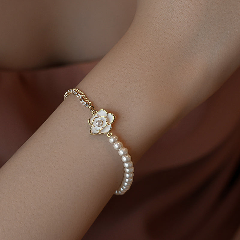 Pulseira Camélia Flor Pérola - Lux