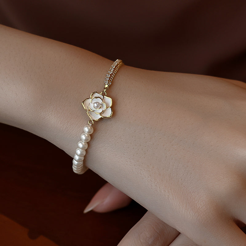 Pulseira Camélia Flor Pérola - Lux
