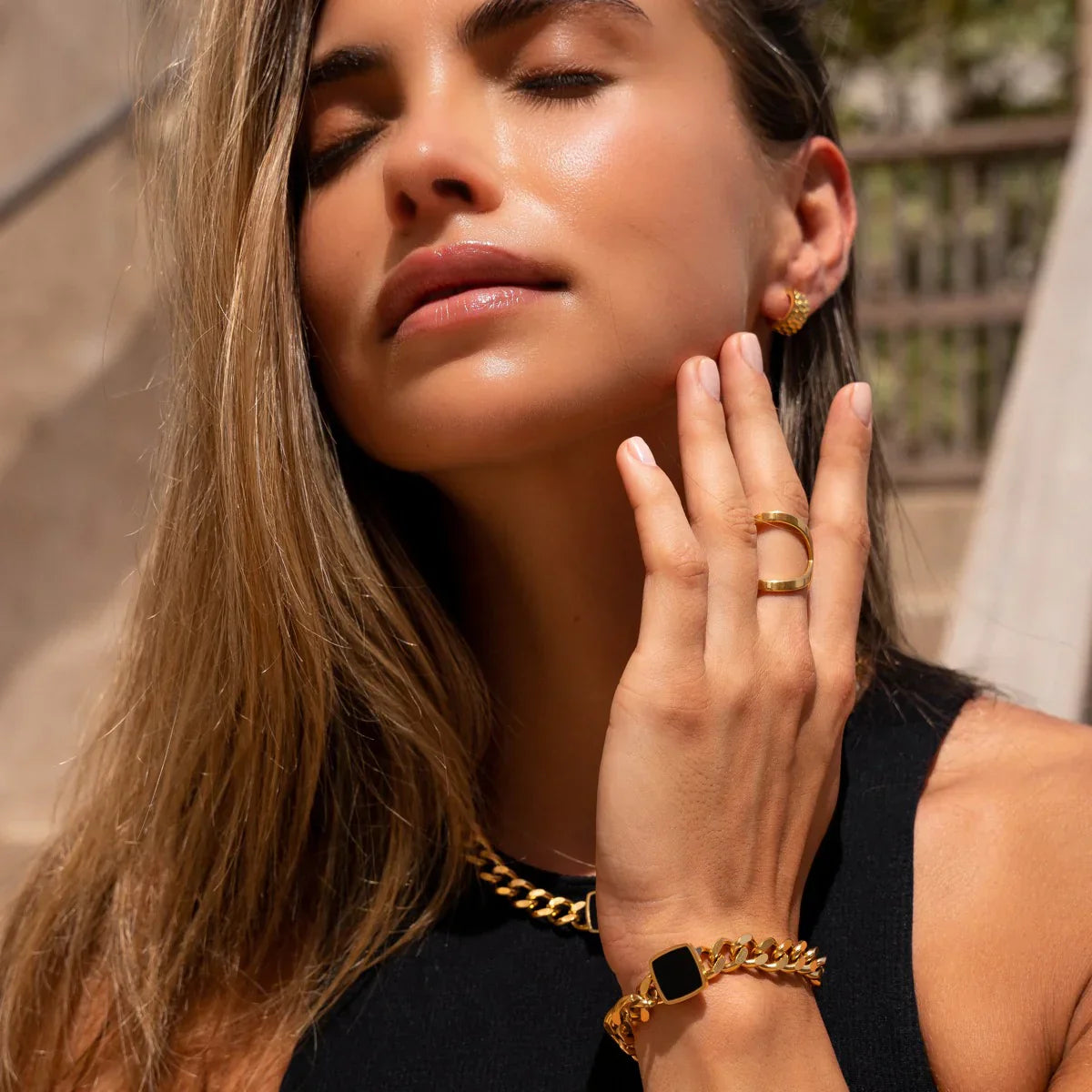 Pulseira Pingente Ônix - Lux