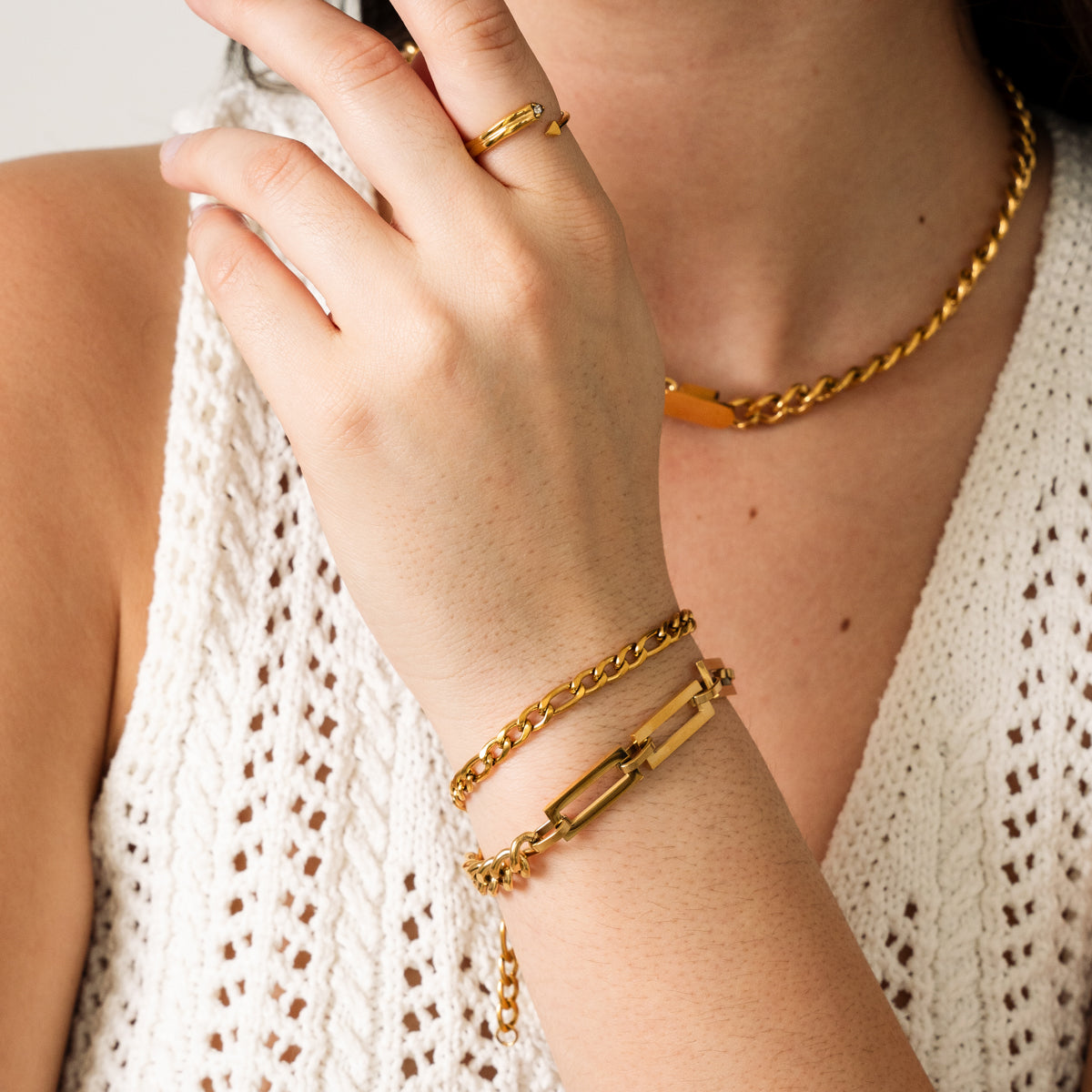 Pulseira em Elos Banhado a Ouro 18k - Lux