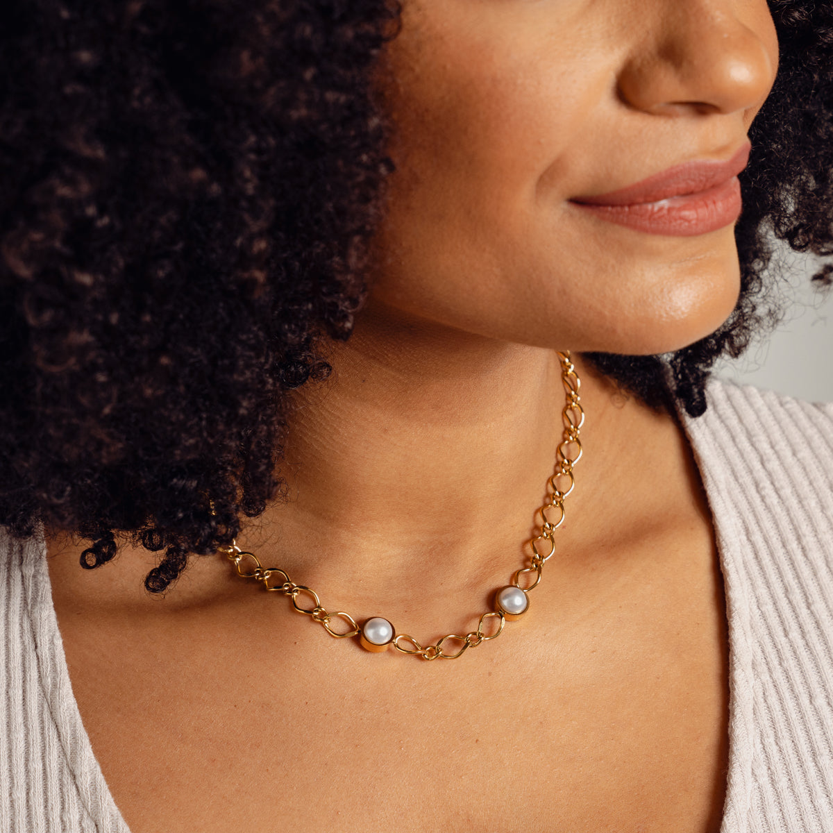 Colar de Pérola em Cadeias Banhado a Ouro 18K - Lux