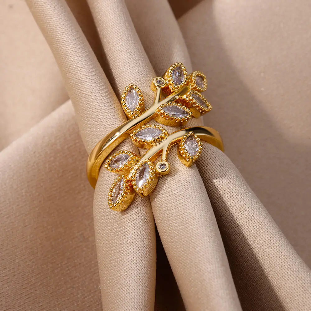 Anel Ajustável Galhos Cravejados - Lux