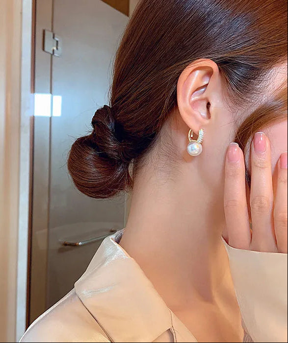 Brinco Pérola Cravejado com Zircônia - Lux