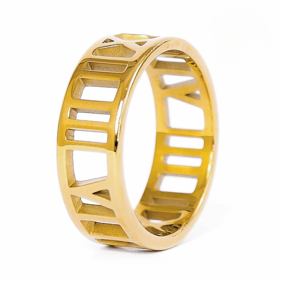 Anel Numeral Romano Banhado a Ouro 18K - Lux