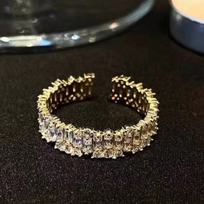 Anel Design Geométrico Incrustado - Lux