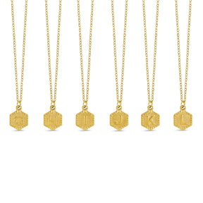 Colar Inicial Hexagonal Banhado a Ouro 18k - Lux