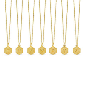 Colar Inicial Hexagonal Banhado a Ouro 18k - Lux
