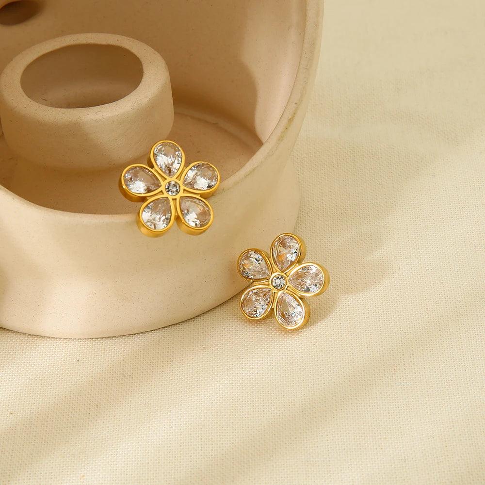 Brinco Flor Zirconia - Lux