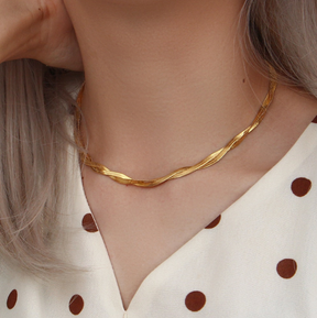 Colar Trançado 2 Camadas Banhado a Ouro 18k - Lux