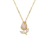 Colar Rosa Cravejada com Zircônia 18K - Lux