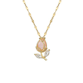 Colar Rosa Cravejada com Zircônia 18K - Lux