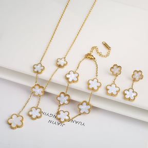 Conjunto Colar Pulseira e Brinco Trevo - Lux