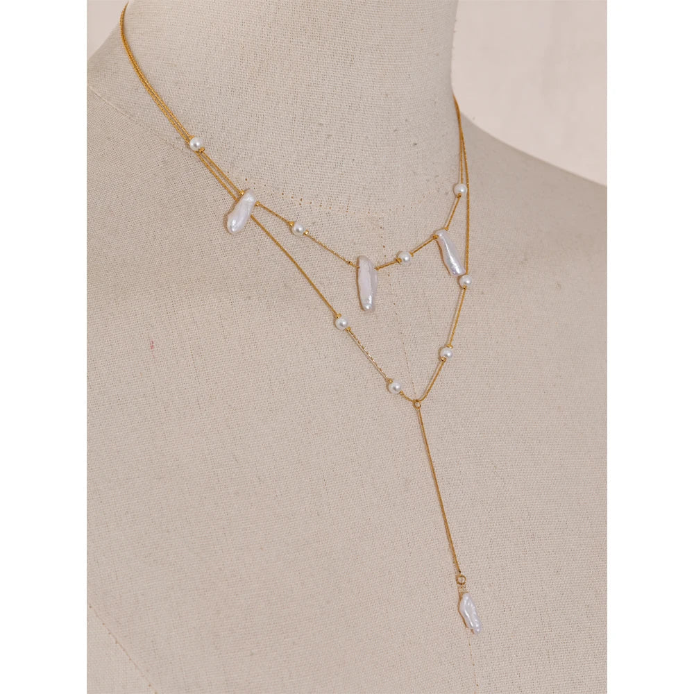 Colar de Pérolas Naturais com Cadeia Dupla - Lux