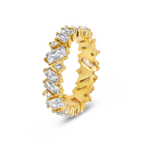 Anel Paris Cravejado com Zircônia Banhado a Ouro 18K - Lux