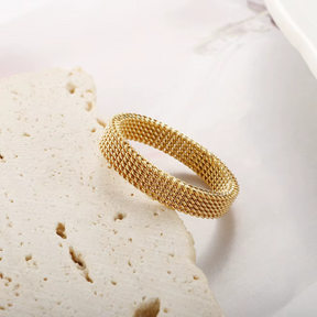 Anel Malha Banhado a Ouro 18K - Lux