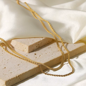 Colar Duplo Lunelle Banhado Ouro 18K - Lux