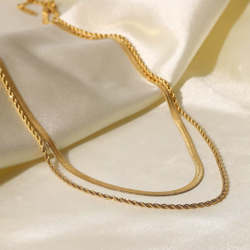 Colar Duplo Lunelle Banhado Ouro 18K - Lux