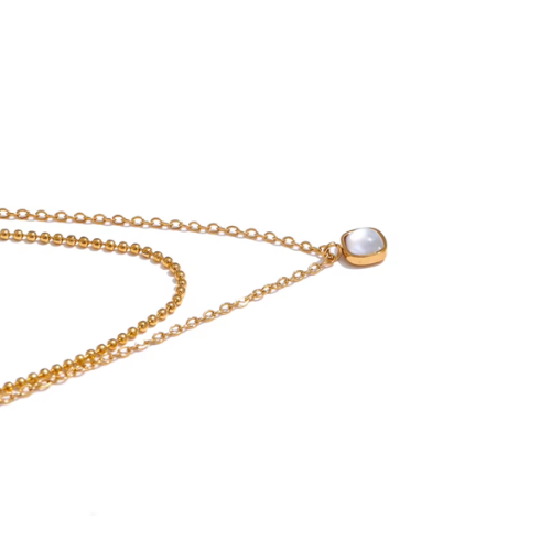 Colar Duplo com Pingente Pedra Natural - Lux