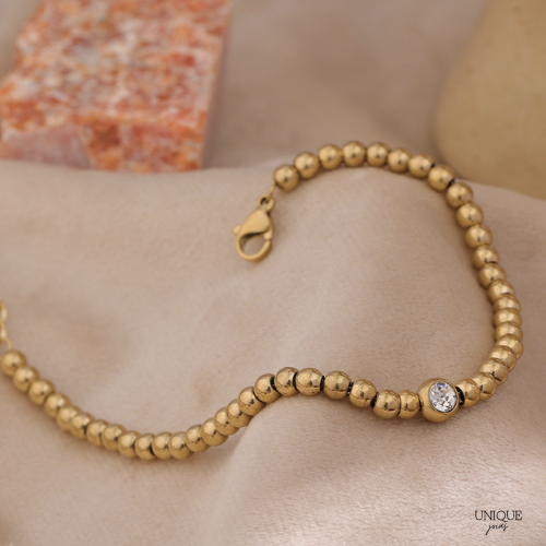 Pulseira Dourada com Cristal - Lux