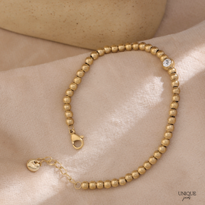 Pulseira Dourada com Cristal - Lux