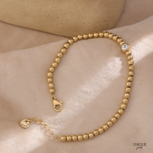 Pulseira Dourada com Cristal - Lux