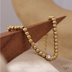 Pulseira Dourada com Cristal - Lux