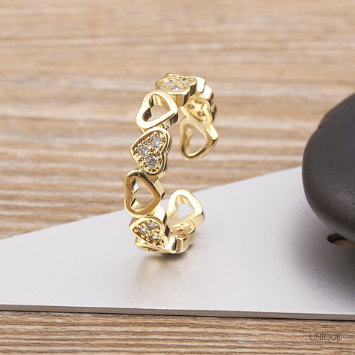 Anel Ajustável Coração com Cristais - Lux