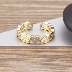 Anel Ajustável Coração com Cristais - Lux