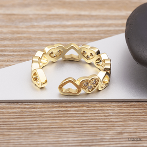 Anel Ajustável Coração com Cristais - Lux