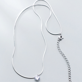 Colar Ponto de Luz Cristal Zircônia Prata Regulável - Lux