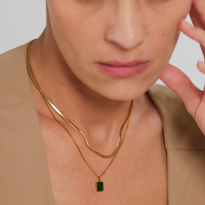 Colar Duplo com Pingente Cristal de Zircônia - Lux