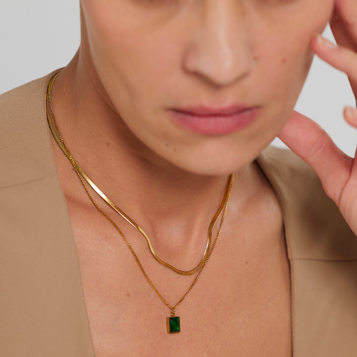 Colar Duplo com Pingente Cristal de Zircônia - Lux