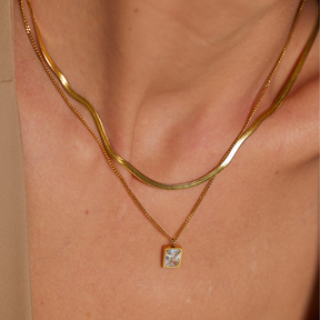 Colar Duplo com Pingente Cristal de Zircônia - Lux