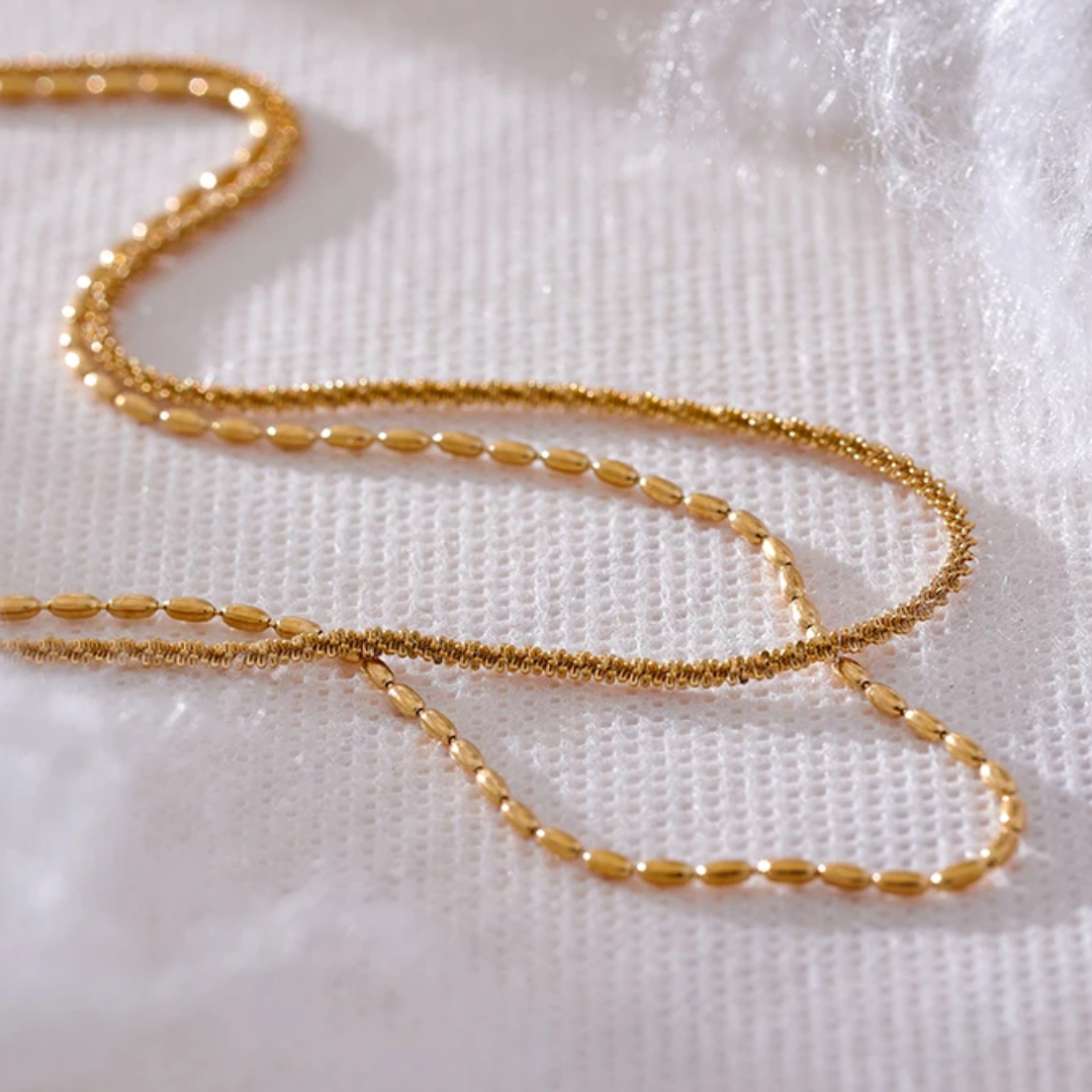 Colar Duplo Dourado Texturizado - Lux