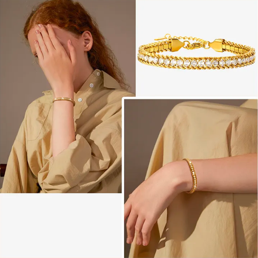 Pulseira Cravejada com Cristais de Zircônia - Lux