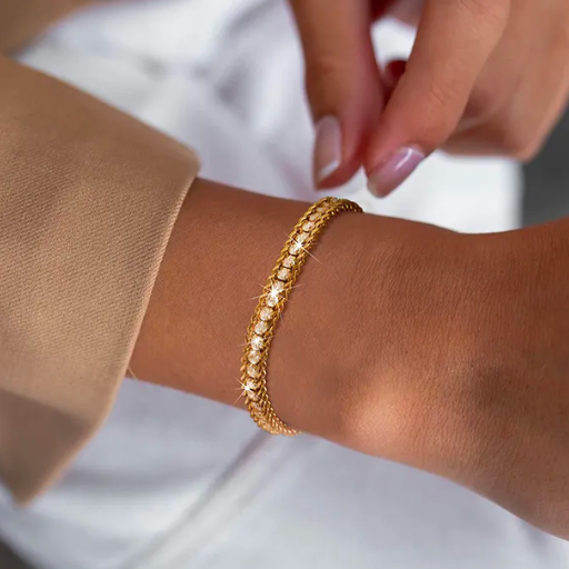 Pulseira Cravejada com Cristais de Zircônia - Lux