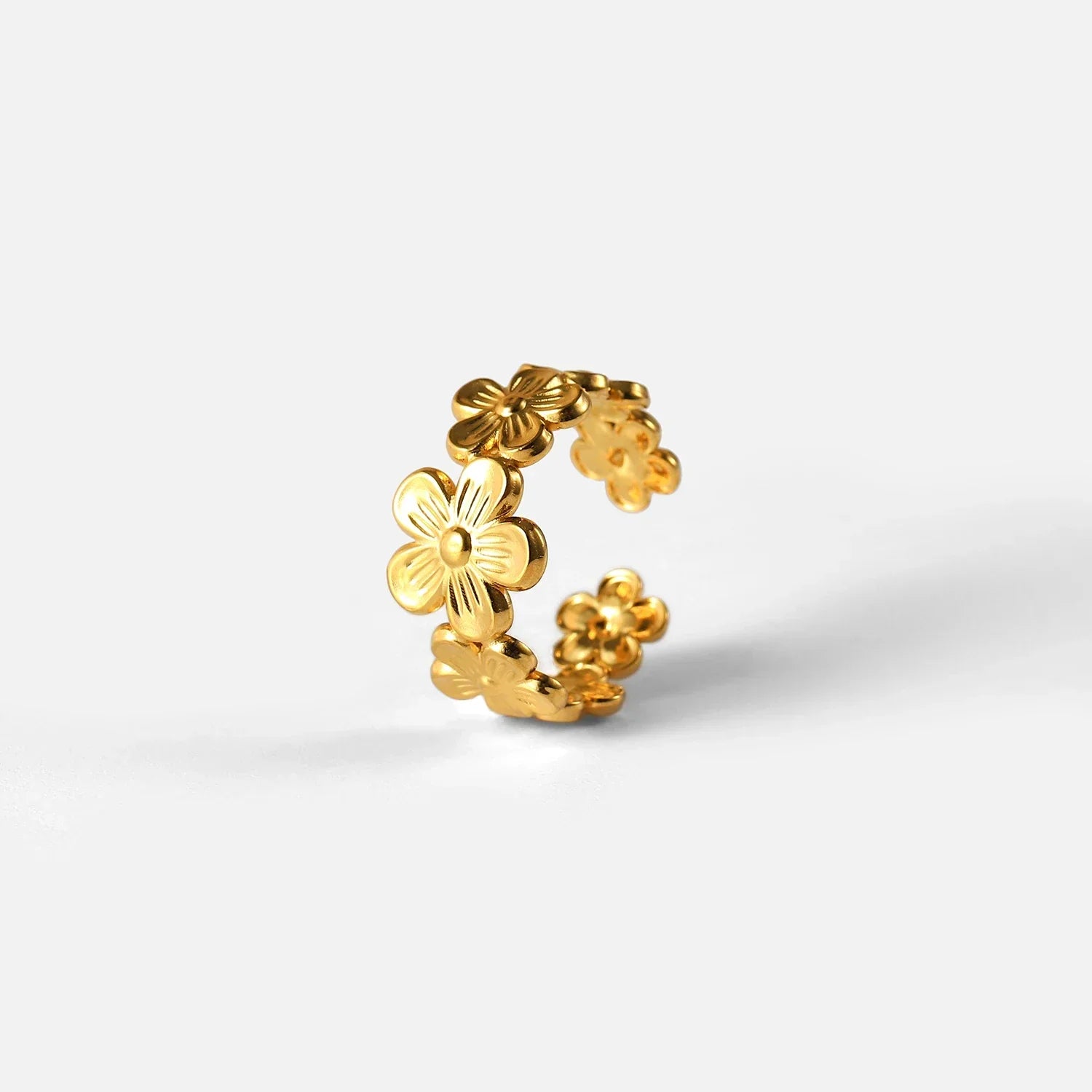 Anel Ajustável Flor Banhado a Ouro - Lux