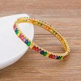 Bracelete Dourados com Cristais de Zircônia Coloridas