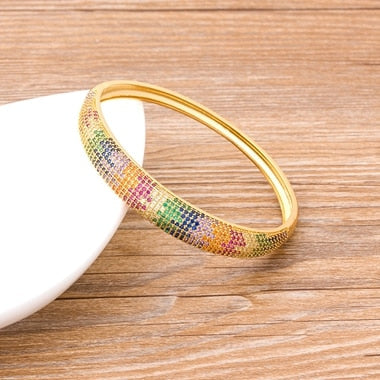 Bracelete Dourados com Cristais de Zircônia Coloridas