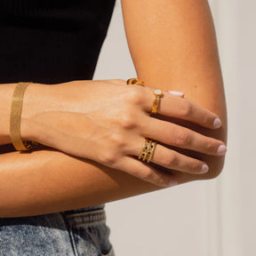 Anel 3 Camadas Ajustável com Zircônia Preta - Lux