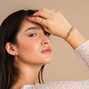 Anel Paris Cravejado com Zircônia Banhado a Ouro 18K - Lux